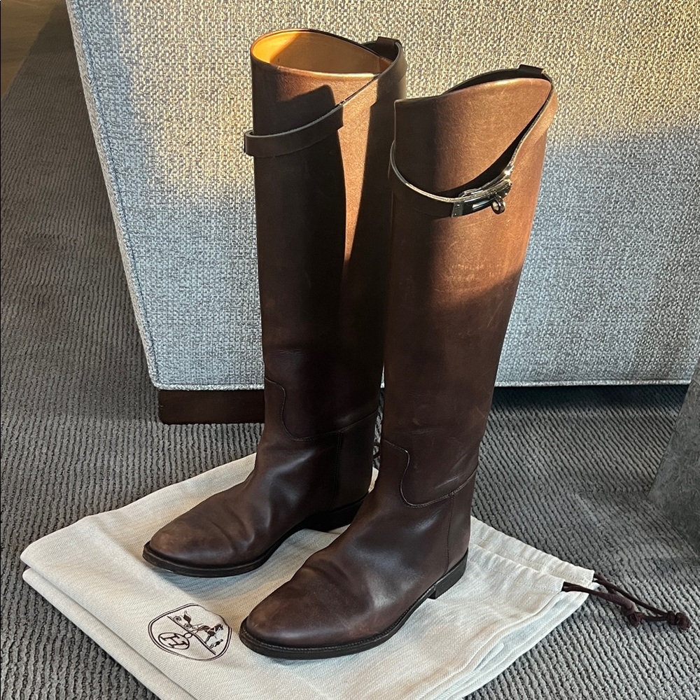 Authentic HERMES Semmelle Cuir ItalianLeather Boots